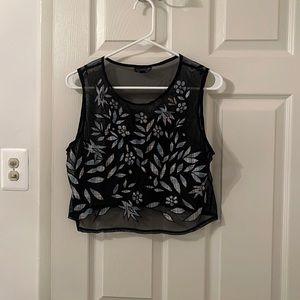 Mesh embroidered top